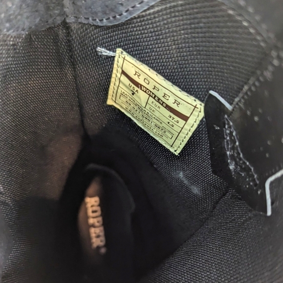 Roper Leather Cutout Western Boots Womens 7 Cowboy Distress Black Blue Metallic - Picture 12 of 13